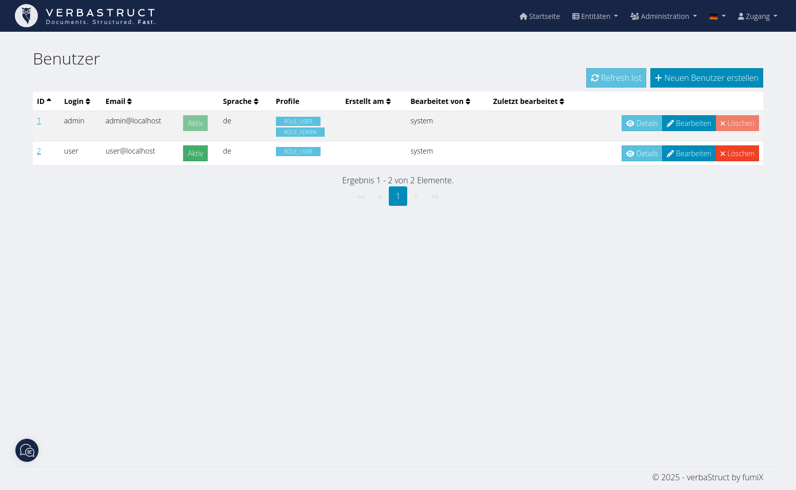 Screenshot - Benutzerliste